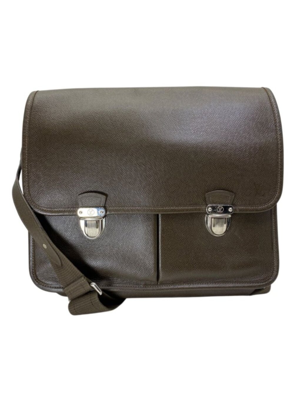 Louis Vuitton Are Creasing Shoulder Bag Taiga Leather Brown Lightweight